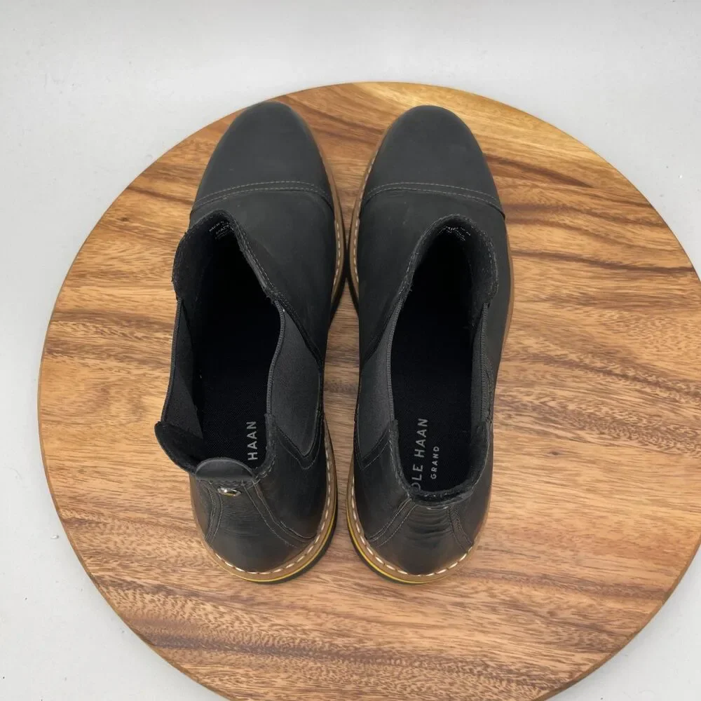 Cole Haan York Grand 360 Boots Mens Size 10 M Black Leather Chelsea Ankle Shoes